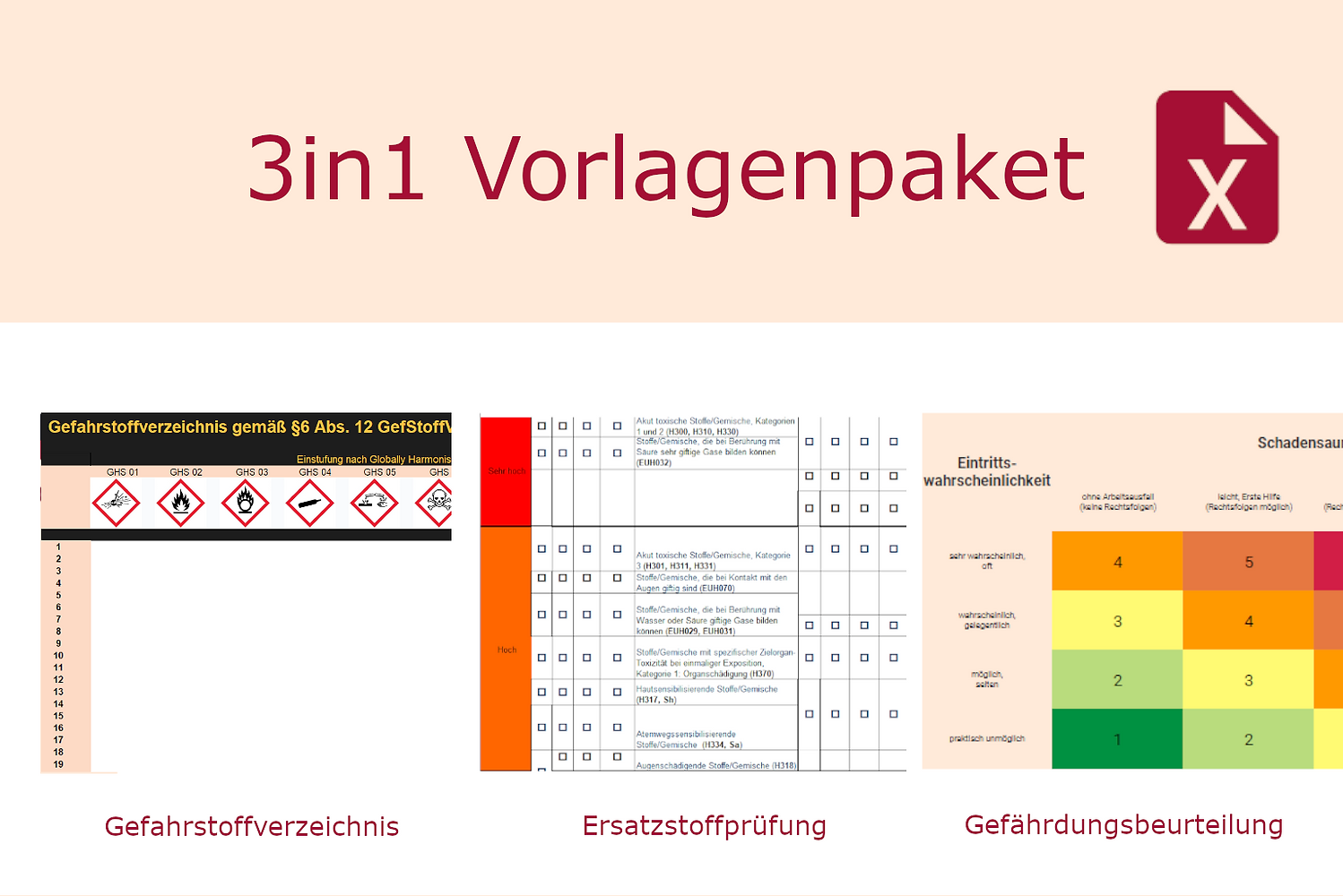 Vorlagen: Gefahrstoffverzeichnis / Ersatzstoffprüfung / Gefährdungsbeurteilung